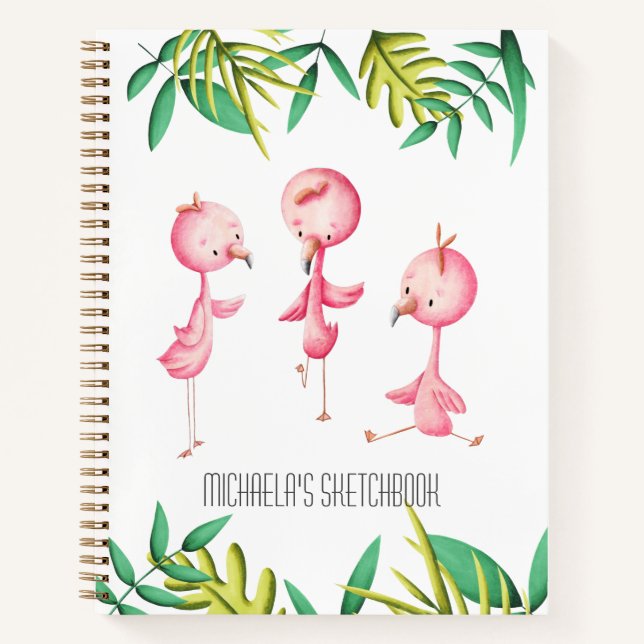 Livre de croquis Tropical Flamant rose rose (Devant)