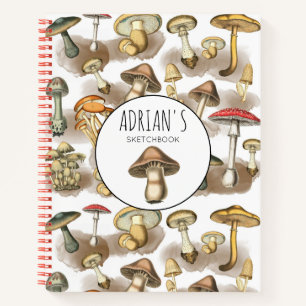 Livre de croquis vintage Woodland Forest Musrooms