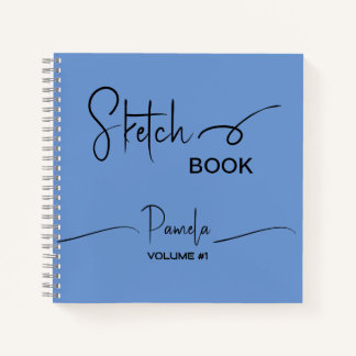 Livre de croquis Votre nom Script Turquoise Bleu