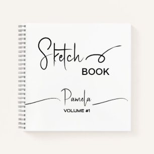 Livre de croquis Votre nom Script Turquoise Bleu