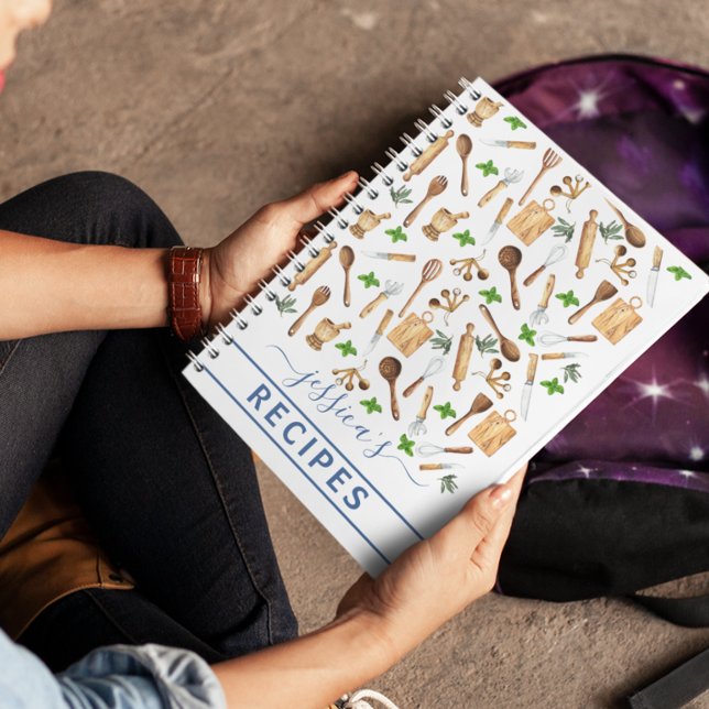 Livre de cuisine Aquarelle Recettes Ustensiles Cui (Créateur téléchargé)