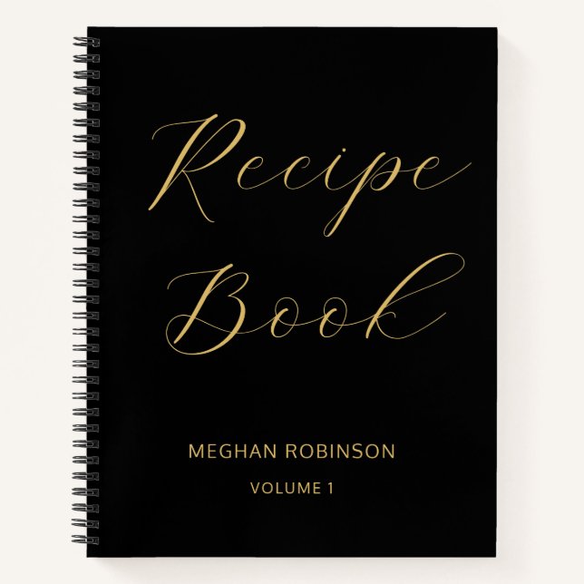 Livre de cuisine féminin Écriture de recette noir  (Devant)