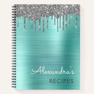Livre de cuisine Recette Turquoise Aqua Blue Silve