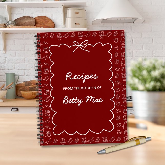 Livre de cuisine rouge vierge Écrivez votre propre (Big Blank Spiral Recipe Notebook Cookbook To Write Your Own Recipes Red Cooking Utensils Pattern)