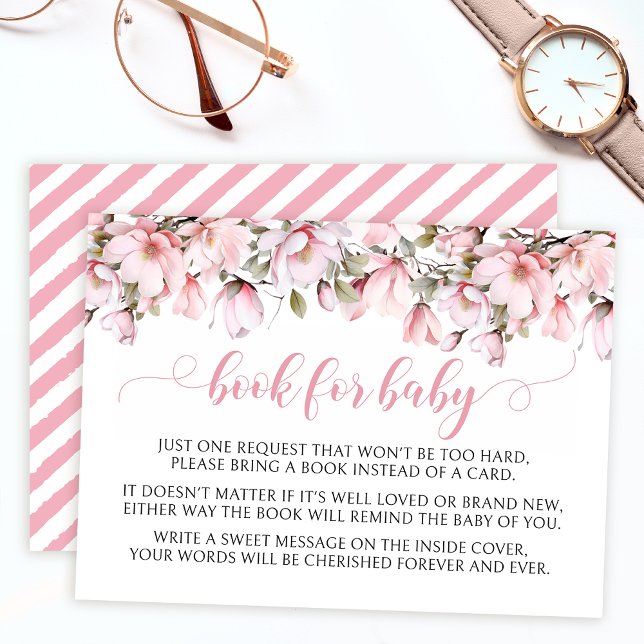 Livre de fleurs de magnolia rose pour cartes de ba (Créateur téléchargé)