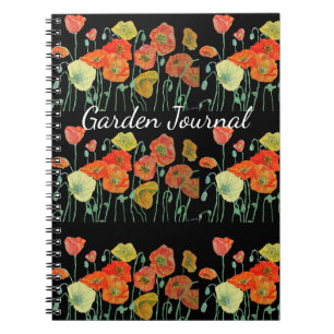 Livre de journal de jardin floral de pavots orange