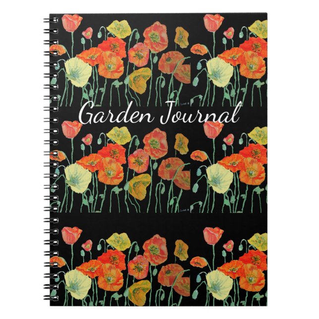 Livre de Journal de Jardin Floral de Pavots Orange (Devant)
