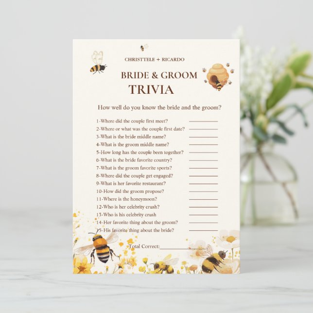 Livre de l'abeille à miel Carte de jeu de question (Debout devant)