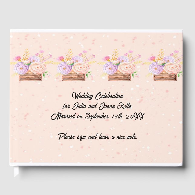 Livre de mariage pour mariage floral rustique pêch (Recto)