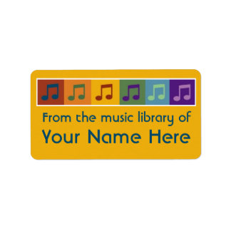 Livre de notes de musique colorée et étiquettes de