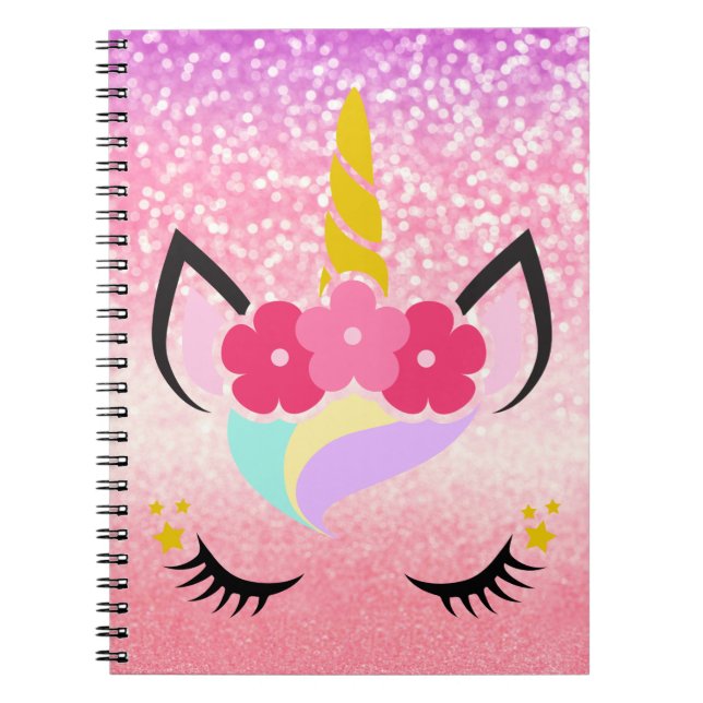 Livre de notes de Parties scintillant Unicorn Ombr (Devant)