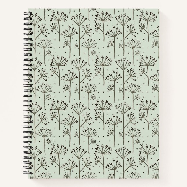 Livre de notes spirales avec motif floral (Devant)