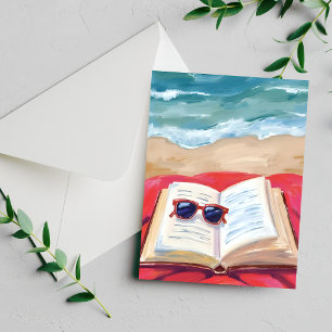 Livre de plage   Carte de peinture aquarelle Vague