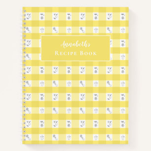 Livre de recettes à carreaux citron monogramme per