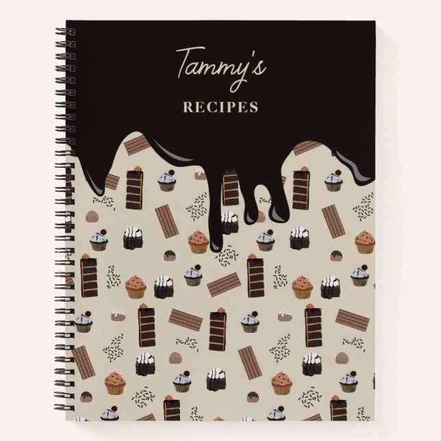 Livre de recettes à motif de thème de chocolat (Devant)