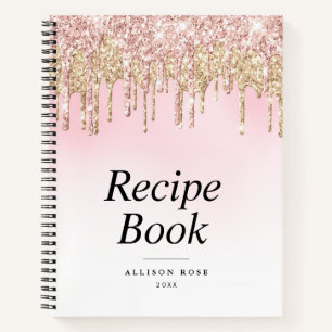 Livre de recettes à paillettes or et rose moderne
