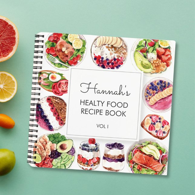 Livre de recettes aquarelle d'aliments sains (In situ)