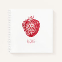 Livre de recettes avec couverture fraise