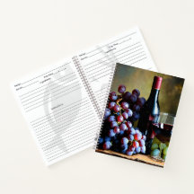 Livre de recettes avec vin et raisins