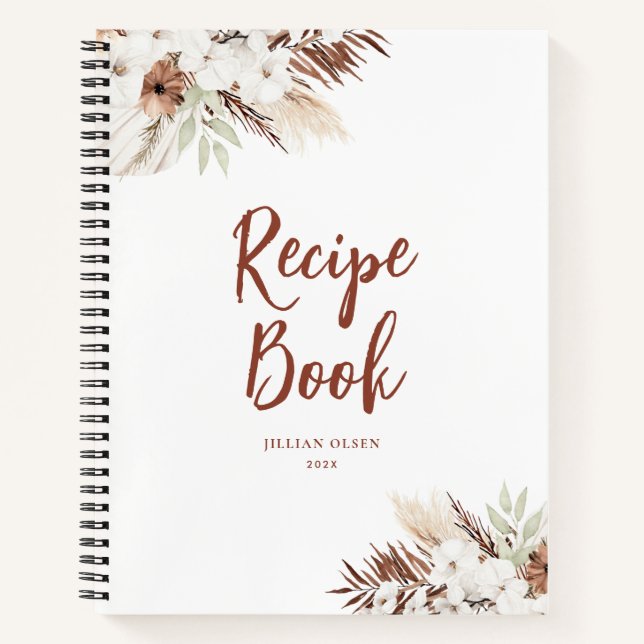 livre de recettes boho pampas herbe terre cuite li (Devant)
