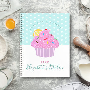 Livre de recettes cupcake rose coeur doux turquois