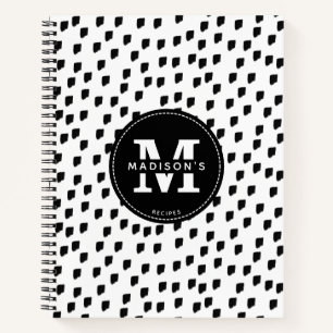 Livre de recettes d'aquarelle noir blanc brosse