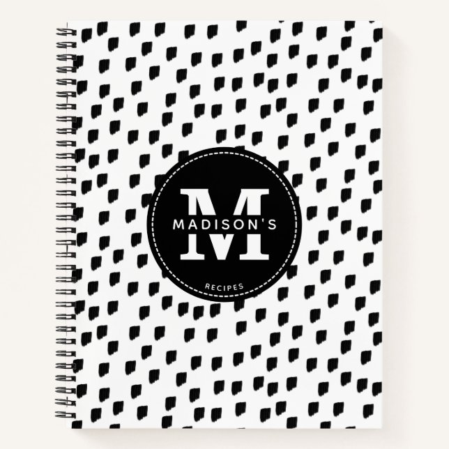 Livre de recettes d'aquarelle noir blanc brosse (Devant)