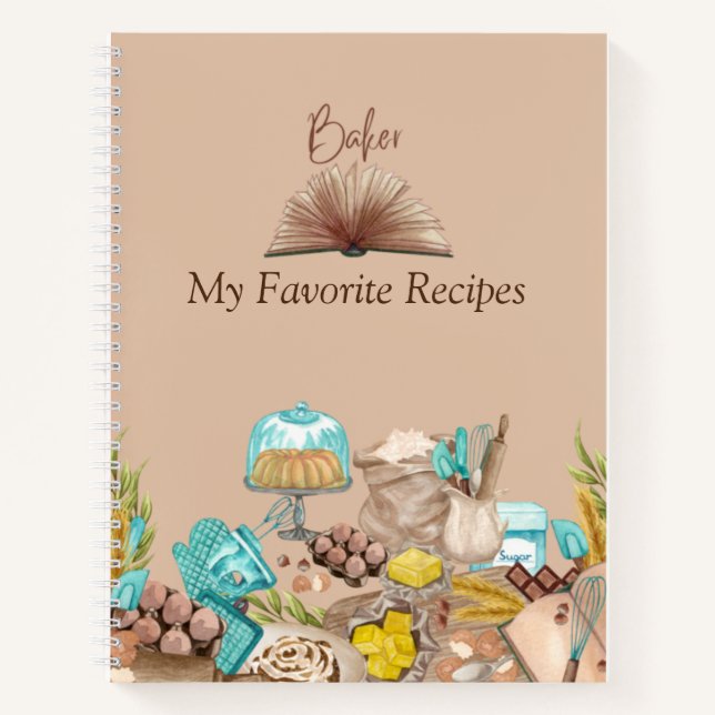 Livre de recettes de boulanger personnalisable (Devant)