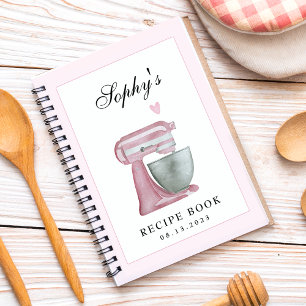 Livre de recettes de cuisine aquarelle rose pâle