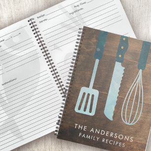 Livre de recettes de cuisine en bois personnalisé