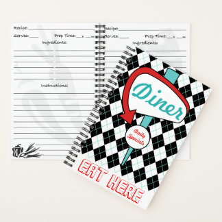 Livre de recettes de cuisine rétro diner