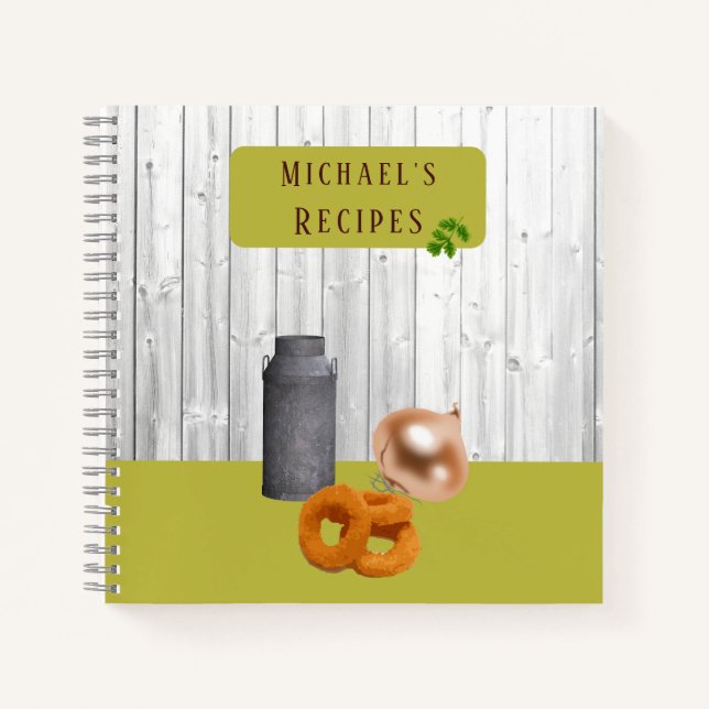 Livre de recettes de cuisine rustique avec nom (Devant)