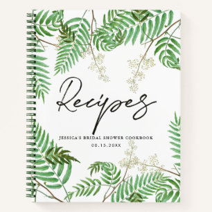 Livre de recettes de douche de mariée à l'aquarell