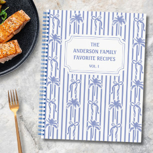 Livre de recettes de famille à rayures chic côtièr