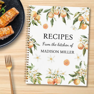 Livre de recettes de famille de fleurs orange aqua