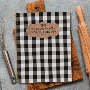 Livre de recettes de famille en lin à carreaux noi