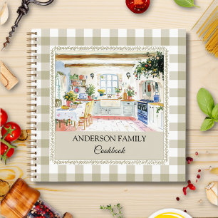 Livre de Recettes de Famille en Vichy Vert Olive d