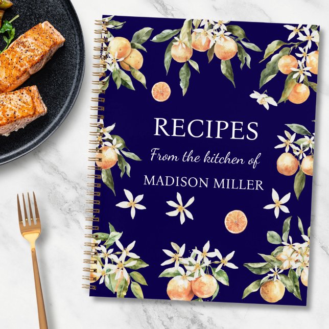 Livre de recettes de famille florale orange aquare (Créateur téléchargé)