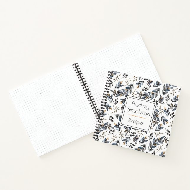 Livre de recettes de feuilles noir tan à l'aquarel (Intérieur)