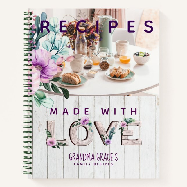 Livre de recettes de fleurs violettes rustiques po (Devant)