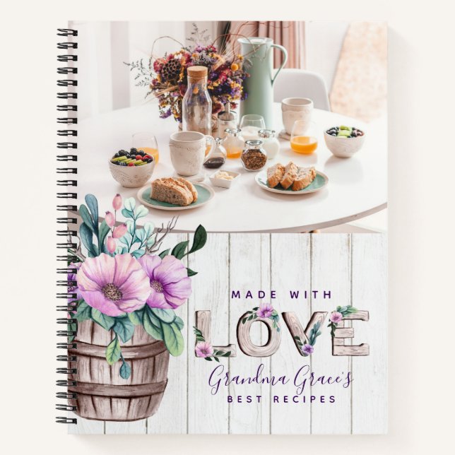 Livre de recettes de fleurs violettes rustiques po (Devant)