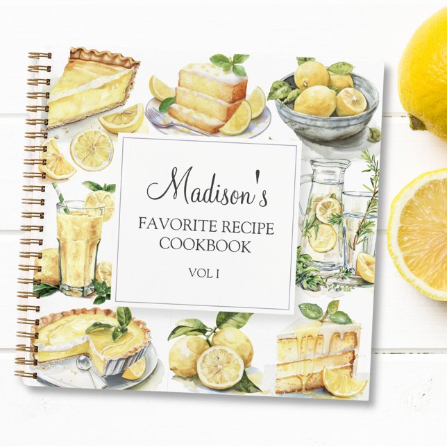 Livre de recettes de gâteau au citron jaune et de  (In situ)