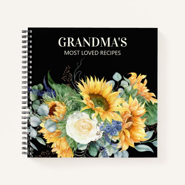 Livre de recettes de grand-mère Tournesols jaunes  (Devant)