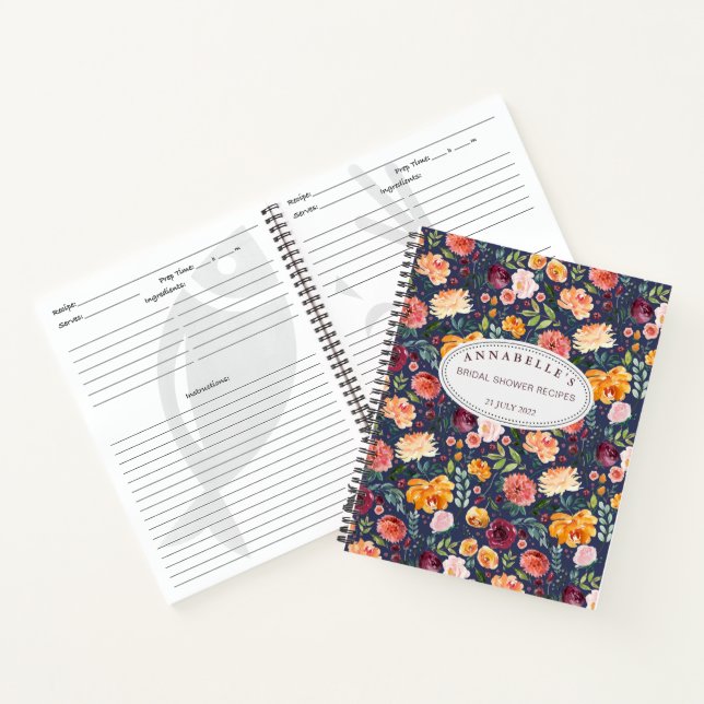 Livre de recettes de mariage floral Bourgogne Papr (Intérieur)