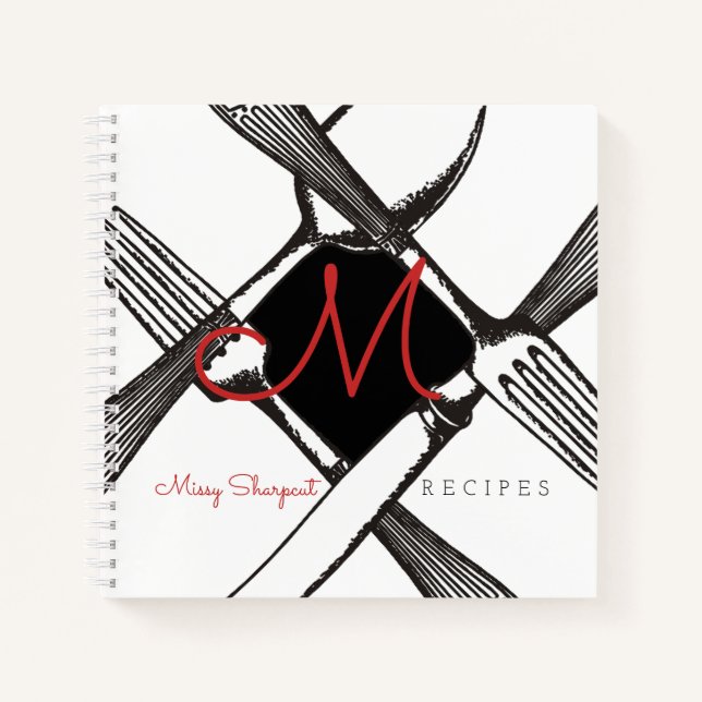 Livre de recettes de monogramme vintage argenterwa (Devant)