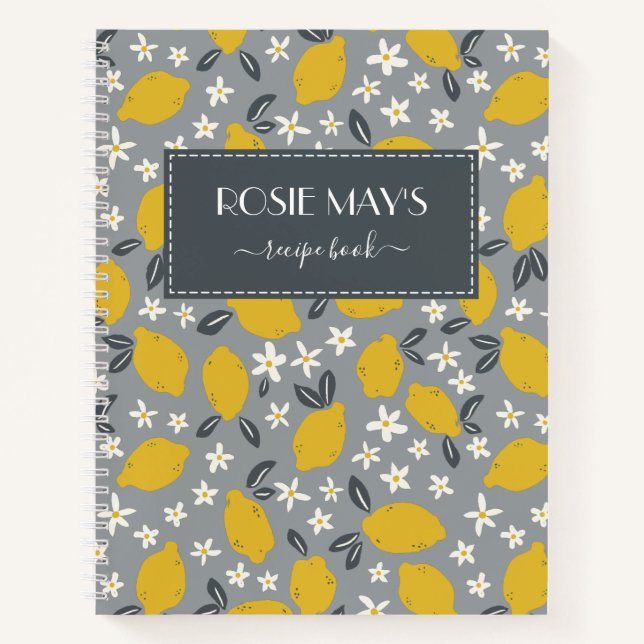 Livre de recettes de Motif de citron jaune pâle (Devant)