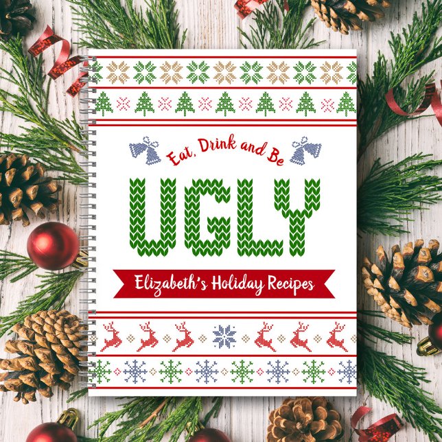 Livre de recettes de Noël avec un pull moche vert  (Créateur téléchargé)