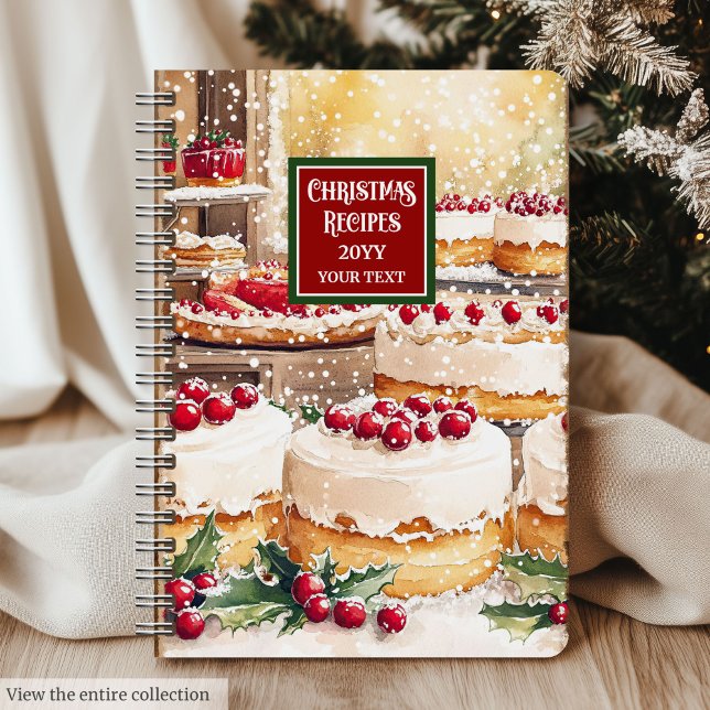 Livre de recettes de pâtisserie Chic Watercolor Ho (Chic Watercolor Holiday Baking Recipe Book)