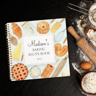 Livre de recettes de pâtisserie vintage à l'aquare