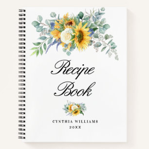 livre de recettes de tournesol d'aquarelle eucalyp
